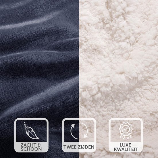 couverture Sherpa moelleuse - couverture de haute qualité, couverture polaire, couverture polaire super douce comme housse de canapé, couvre-lit ou couverture de salon, 150 x 200 cm, Deep Sea Blue