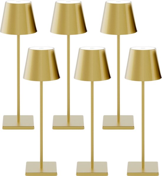 Tafellamp - Oplaadbaar - Bureaulamp - Aluminium - Waterdicht - IP54 - Goud - 6 stuks