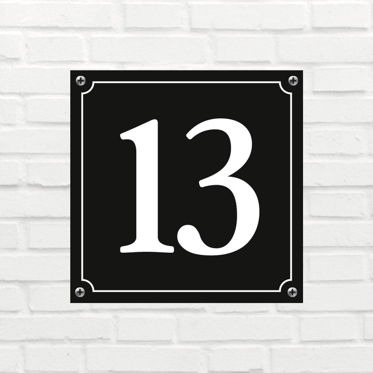 Huisnummerbord Mat zwart Deluxe - Nummer 13 - incl. bevestiging