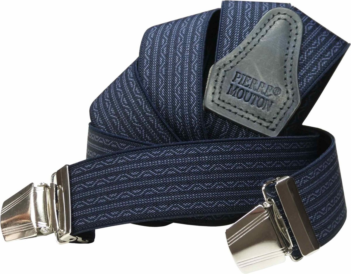 Pierre Mouton Pierre Paris Bretel - Bretels - Volwassenen - Heren - Donkerblauw - 140cm - 3 brede clips - XL - XXL