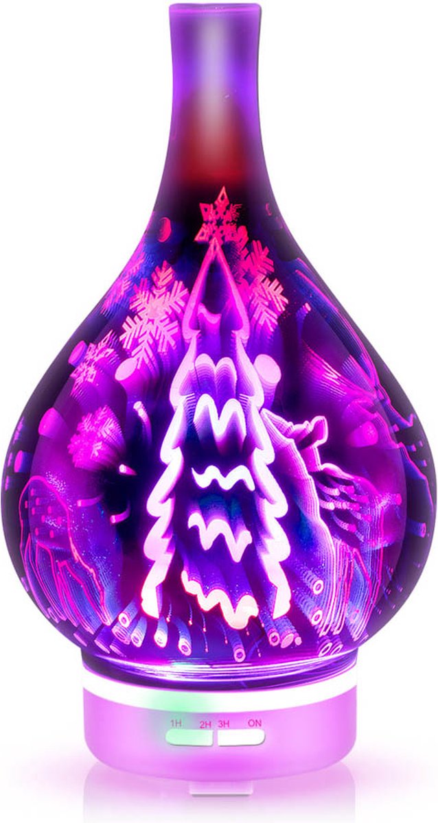 Goedkoopste Arcentli Glazen 3D Aromadiffuser Rond - Kerstcadeau - Humidifier - Sfeerverlichting