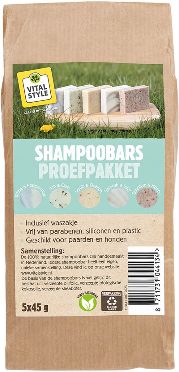 VITALstyle ShampooBars Proefpakket - Hondenshampoo - Paardenshampoo - 5 Verschillende ShampooBars - 225 gram - VITALstyle