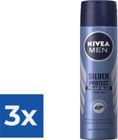 Nivea Men Deodorant Spray Silver Protect Polar Blue 150 ml - Voordeelverpakking 3 stuks