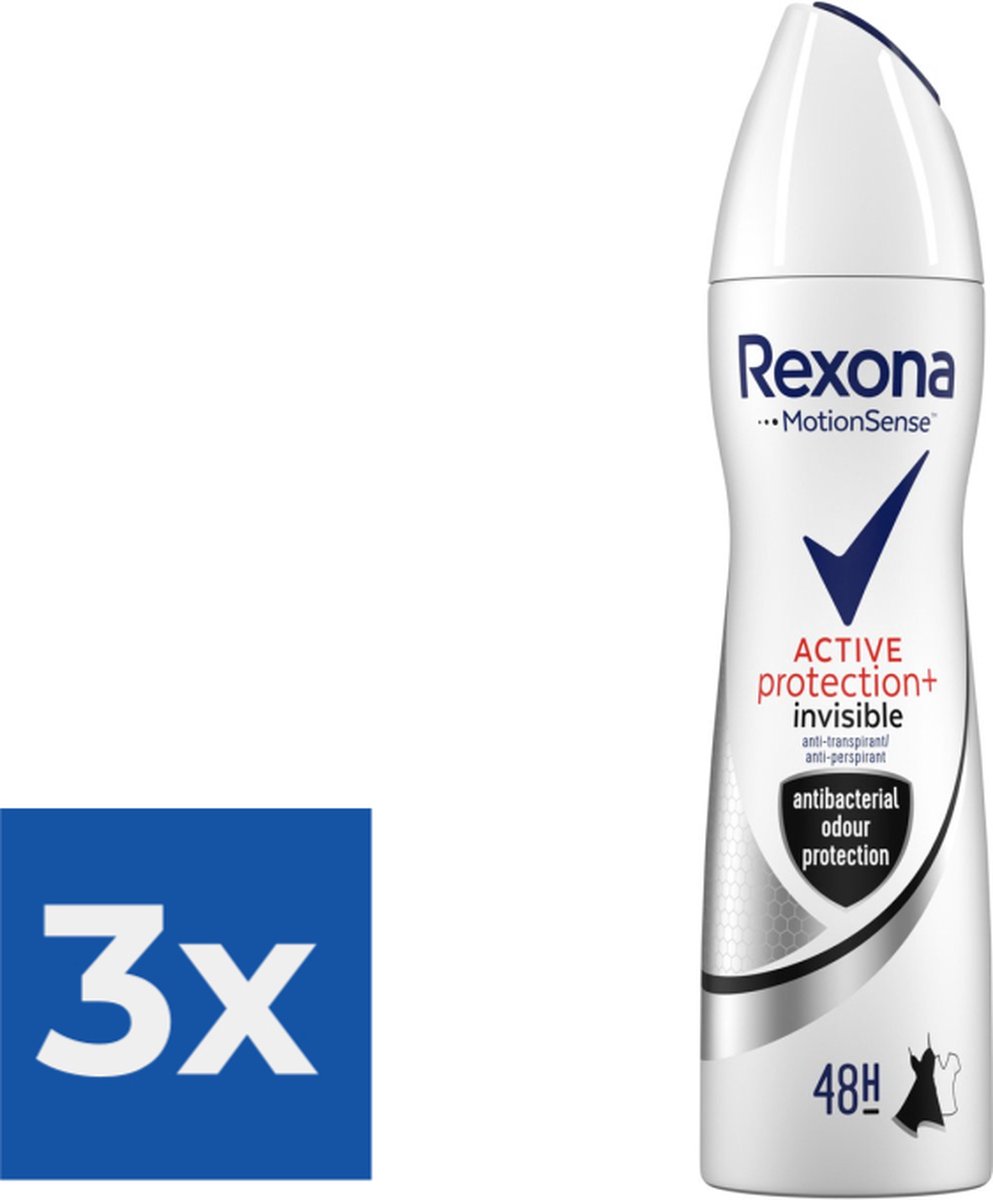 Goedkoopste Rexona Deospray - Active Protection Invisible 150 ml - Voordeelverpakking 3 stuks