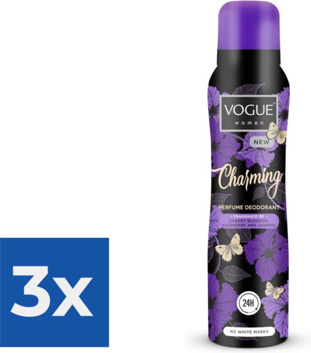 Goedkoopste Vogue Charming Parfum Deodorant 150 ml - Voordeelverpakking 3 stuks