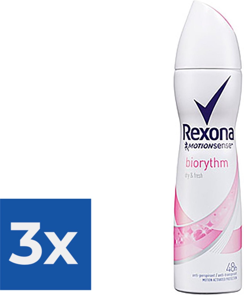 Goedkoopste Rexona Deospray Bio Rhythm - - Voordeelverpakking 3 stuks