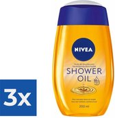 NIVEA Natural Shower Oil Doucheolie - 200 ml - Voordeelverpakking 3 stuks