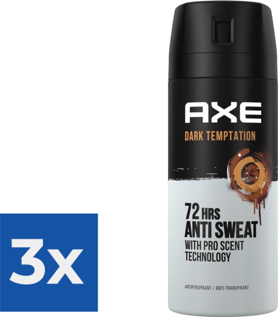 Goedkoopste Axe Deodorant Spray Anti Transpirant Dark Temptation 150 ml - Voordeelverpakking 3 stuks