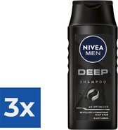 NIVEA Men Deep Shampoo - 250 ml - Voordeelverpakking 3 stuks