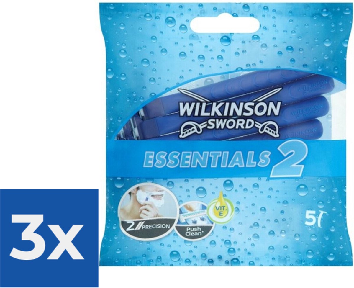 Wilkinson Wegwerpscheermesjes Essentials 2 For Men 5 stuks Voordeelverpakking 3 stuks