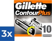 Gillette Contour Plus - 10 pièces - Lames de rasoir jetables - Pack économique 3 pièces