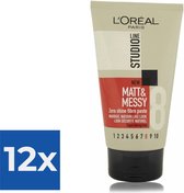 L'Oréal Paris Studio Line Matt & Messy Zero Shine Fibre Paste - 150 ml - Voordeelverpakking 12 stuks