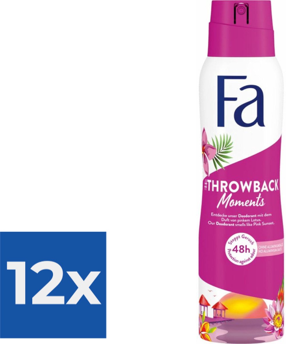 Goedkoopste Fa Deo spray 150 ml Throwback Moments - Voordeelverpakking 12 stuks