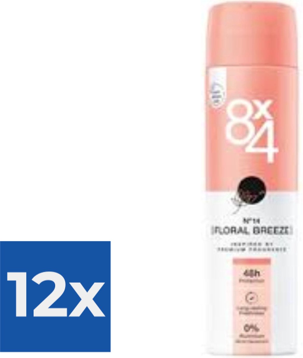 8 x 4 Deospray  No.14 Floral Breeze 150 ml - Voordeelverpakking 12 stuks