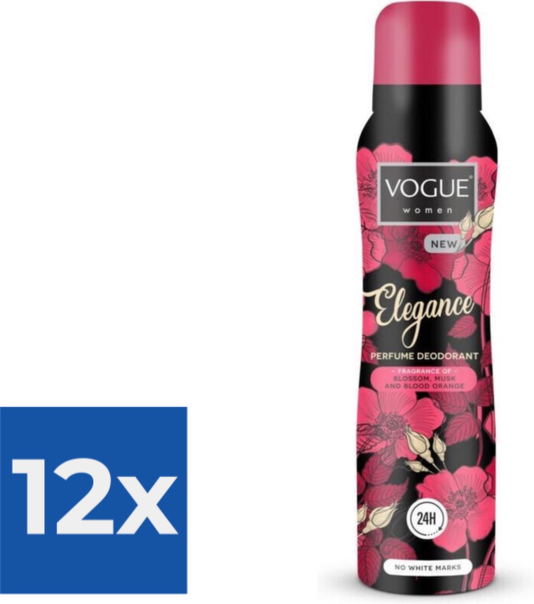 Goedkoopste Vogue Elegance Parfum Deodorant 150 ml - Voordeelverpakking 12 stuks