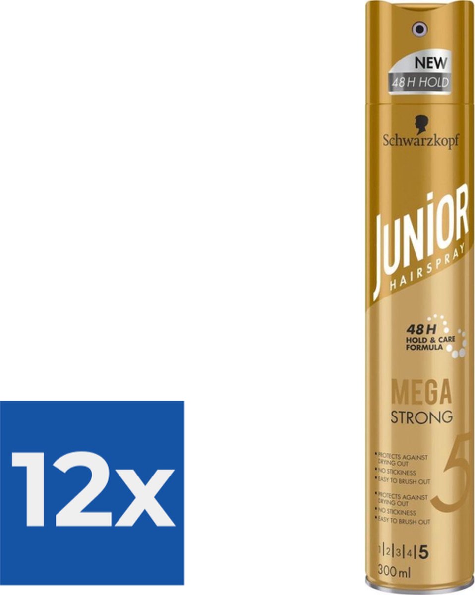 Junior Haarspray Mega Strong 300 ml - Voordeelverpakking 12 stuks