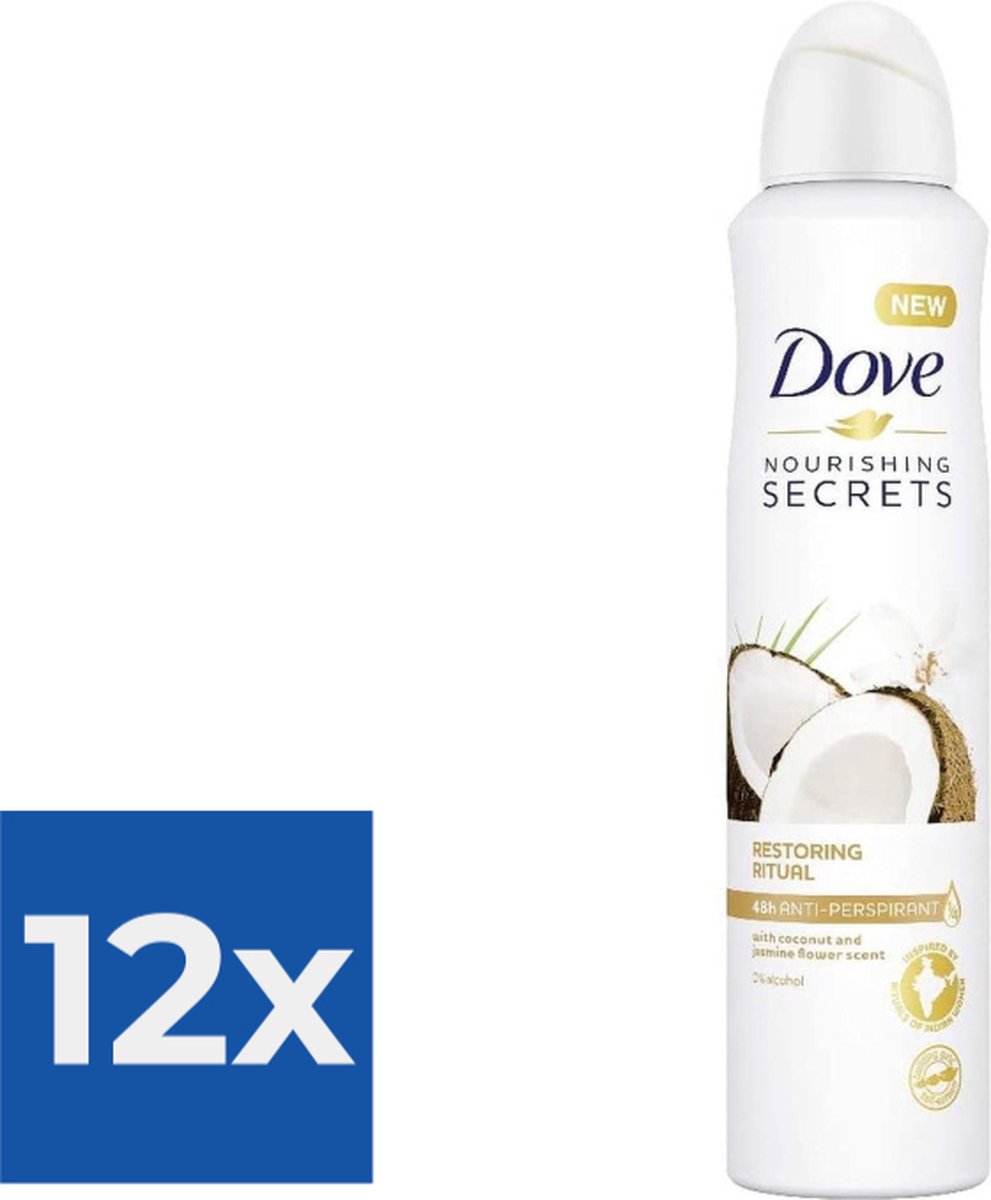 Goedkoopste Dove Deodorant Deospray Coconut & Jasmine Flower 250 ml - Voordeelverpakking 12 stuks