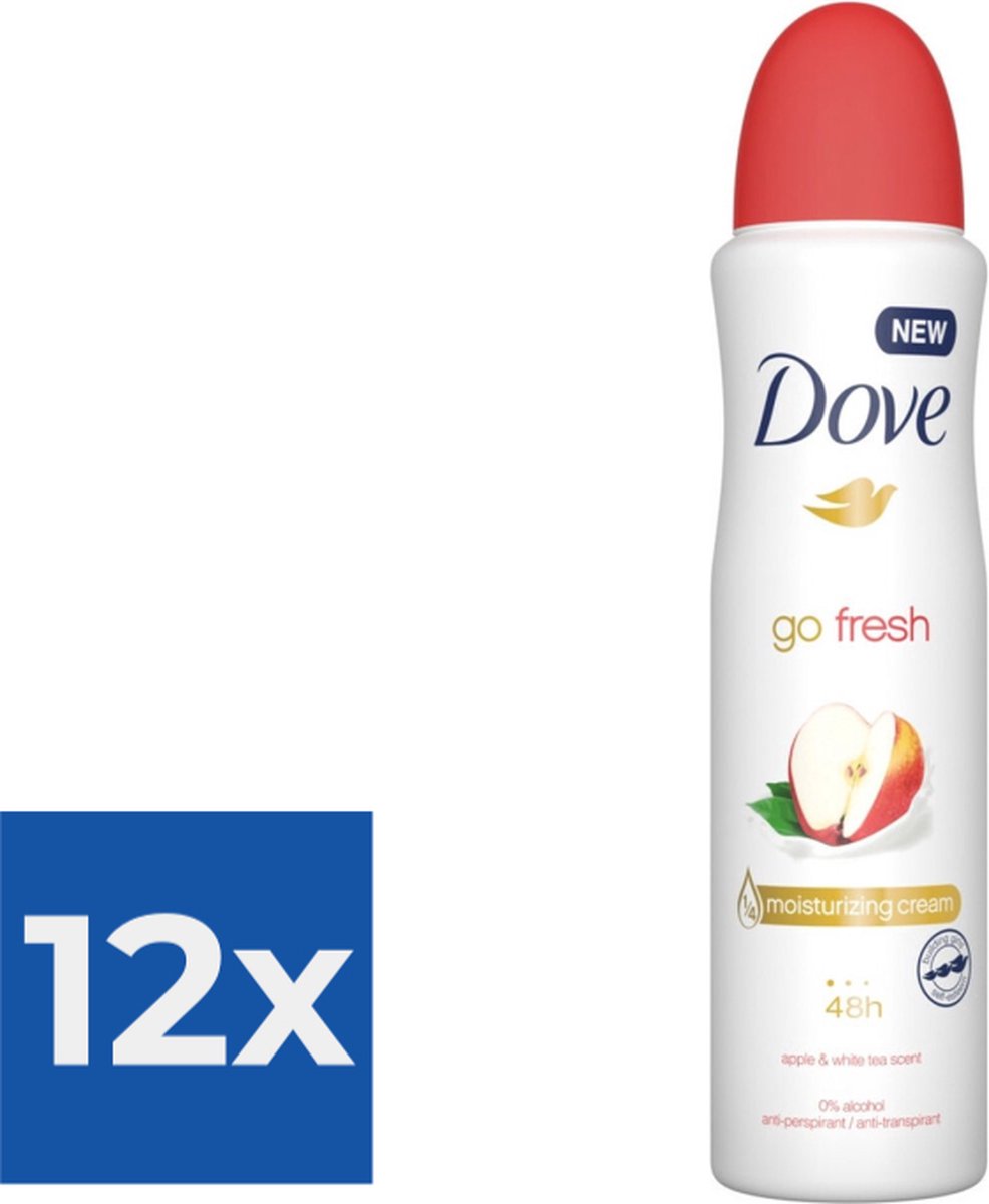 Goedkoopste Dove Deo Spray Apple & White Tea Glow - 150 ml - Voordeelverpakking 12 stuks