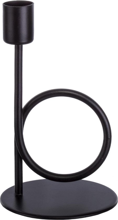 Kaarsenhouder Metaal Zwart 16,5 cm Kaarsenhouder voor Tafelkaarsen Ontwerp Verdraaid