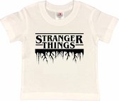 STRANGER THINGS T-shirt Wit met Zwarte Opdruk (maat 98/104)
