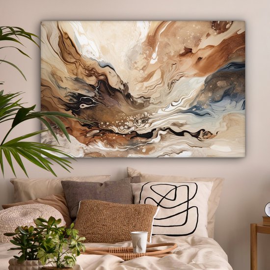 Peinture sur toile 140x90 cm - Peinture beige abstraite - Accessoires de décoration de chambre - Peintures de salon - Décoration murale de chambre - Décoration murale murale de cuisine - Tissu mural d'intérieur - Décoration de maison - Peinture art