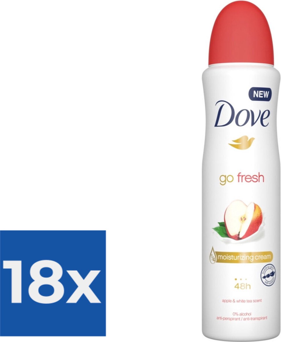 Goedkoopste Dove Deo Spray Apple & White Tea Glow - 150 ml - Voordeelverpakking 18 stuks