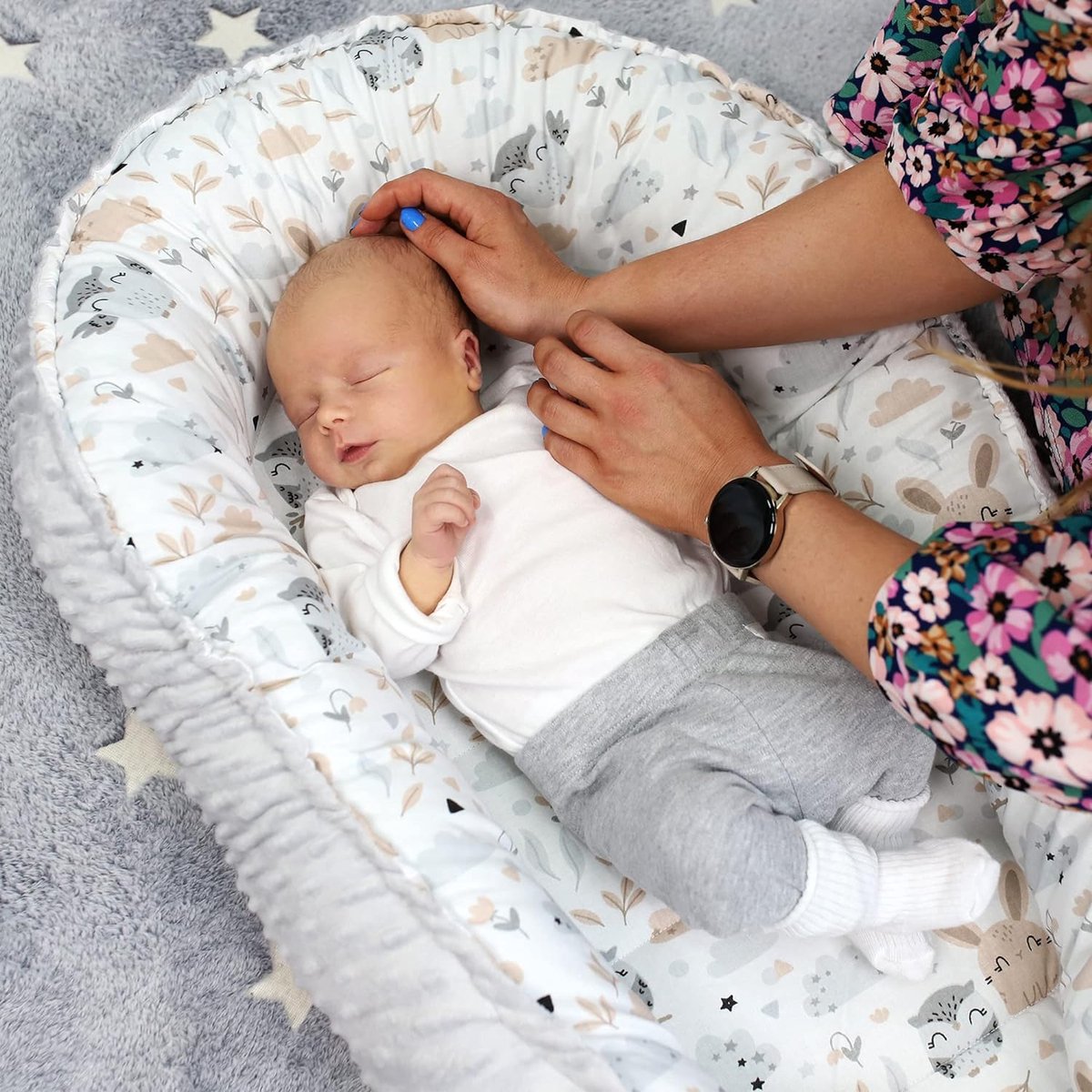 Nid Bébé PIMKO 55x90 Cm - Réducteur De Lit En Coton 100% - Volants, Lavable - Pour Nouveau-Nés Jusqu'à 8 Mois