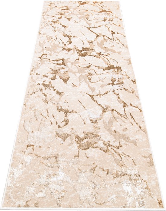Tapiso Crystal Runner Tapis Tapis Beige à Poils Courts Taille - 80x100
