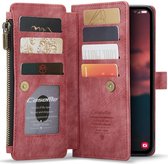 CaseMe C30 Hoesje Geschikt voor Samsung Galaxy A34 | Wallet Zipper Book Case met Pasjeshouder | Beschermhoes met Portemonnee | Rood