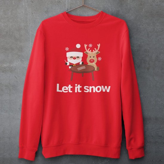 Lekker Waus Foute Pull de Noël Rouge - Let It Snow - Taille 3XL - Tenue de Noël Femme & Homme