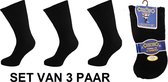 Diabetes - heren sokken - extra wijd - Zwart - maat 39/45 - set van 3 paar