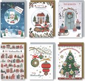 6 Weihnachtskarten mit Umschlag Set - Weihnachtskarte Klappkarten - A6 - Frohe Weihnachten - Folien-druck- 6 Duitse kerstkaarten