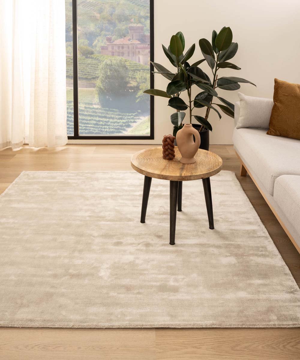 Viscose vloerkleed vierkant - Pearl ivoor 140x140 cm