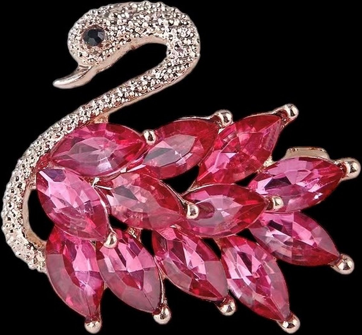 Broche Zwaan Roze ( Goudkleurig) 3.7 x 4.0 cm