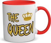Akyol - the queen koffiemok - theemok - rood - Koningin - een koningin - verjaardagscadeau - kroontje - kado - gift - geschenk - 350 ML inhoud