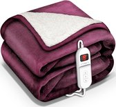 Sinnlein- Elektrische deken met automatische uitschakeling, rood, 160x120 cm, warmtedeken met 9 temperatuurniveaus, knuffeldeken, wasbaar
