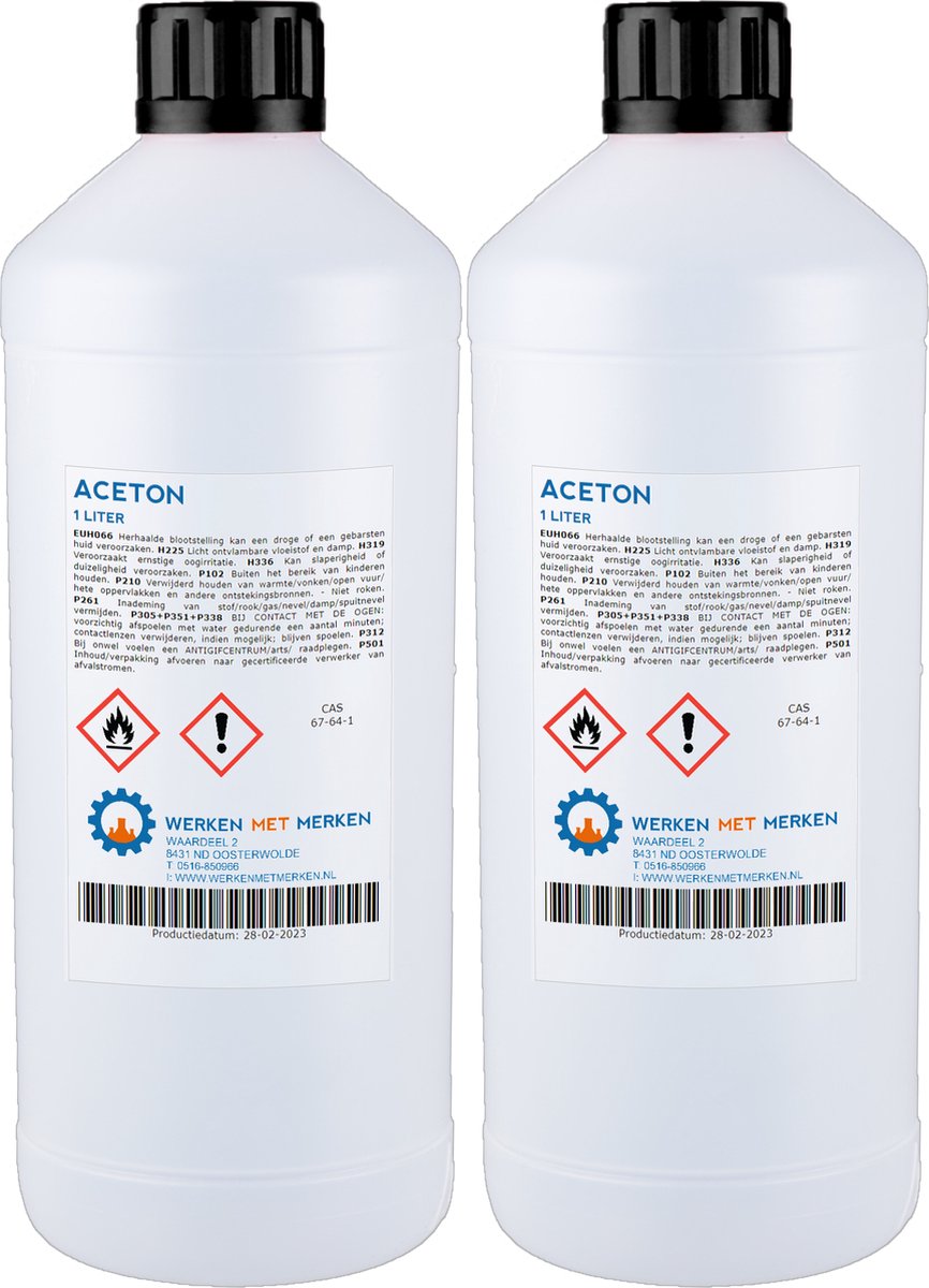 Aceton - 2 x 1 liter - Nagellakremover - Werken met Merken