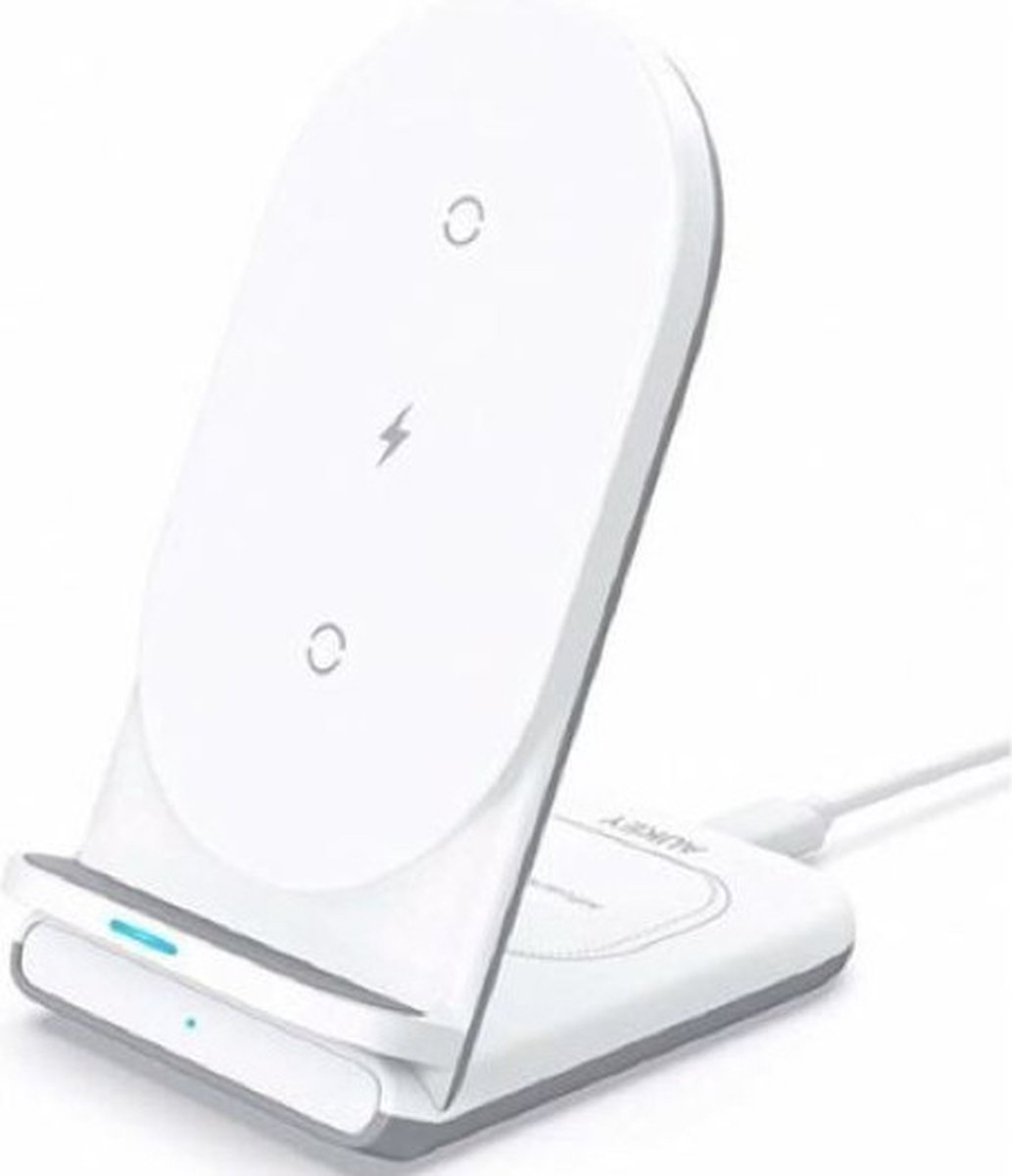 Aukey - LC-A2-WT Aircore Series 2-in-1 Draadloze Oplaadstandaard Wit