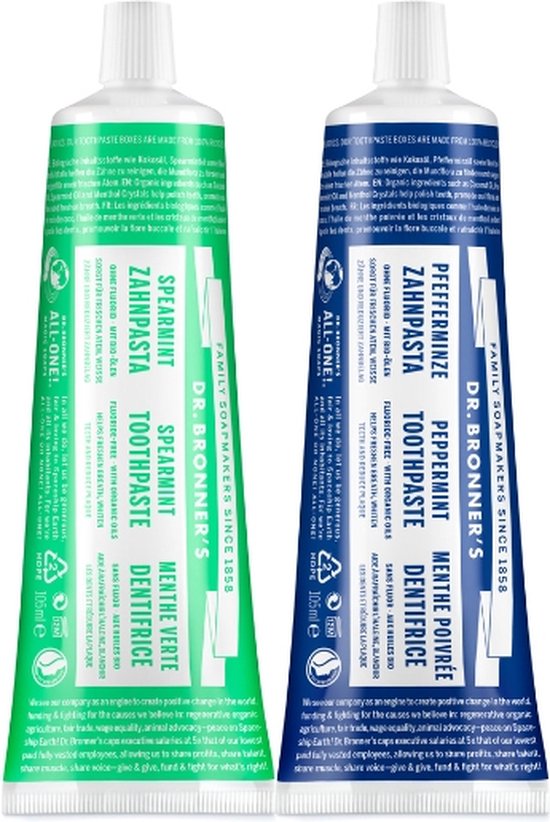 Tandpasta zonder fluoride - 140gr - Fluoride vrije tandpasta - Dr Bronner