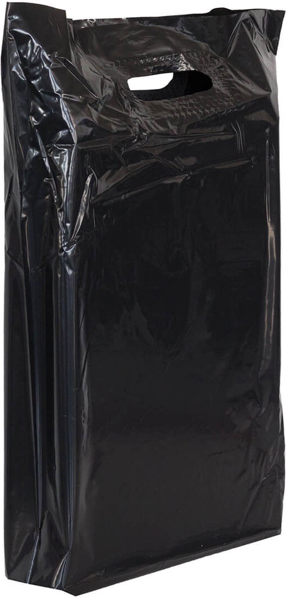 250x Plastic tassen 37x44 2x4cm Zwart bol