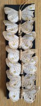 7 goudkleurige vlinders op clip - versiering voor kerstboom - kerstdecoratie