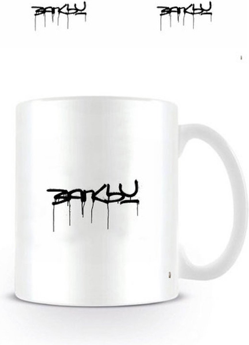 BANKSY Drink mok- beker- handtekening- keramiek- 315ml- wit