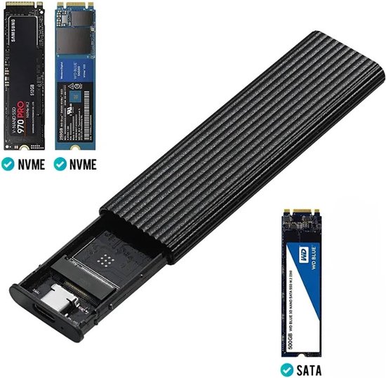 M2 NVMe SSD externe behuizing met USB C aansluiting