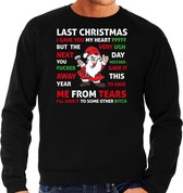 Bellatio Decorations foute Kersttrui/sweater voor heren - songtekst last Christmas -zwart - kerstman XL