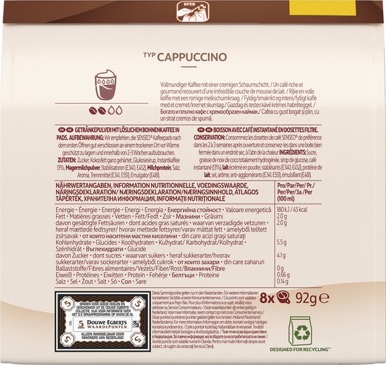 Senseo Cappuccino Koffiepads - Intensiteit 2/9 - 10 x 8 pads - Senseo