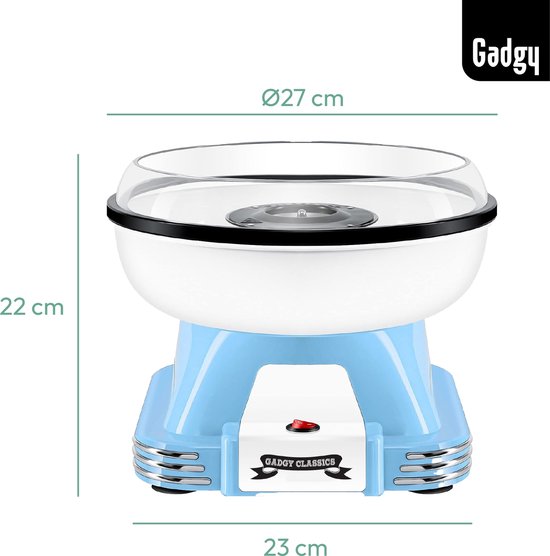 Gadgy Suikerspinmachine Retro Blauw - Met 10 Stokjes en Maatlepel - Suikerspinmakers - Snoep - Kinderfeestje — afbeelding 4