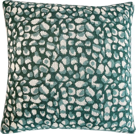 Primitive dot knitted cushion green