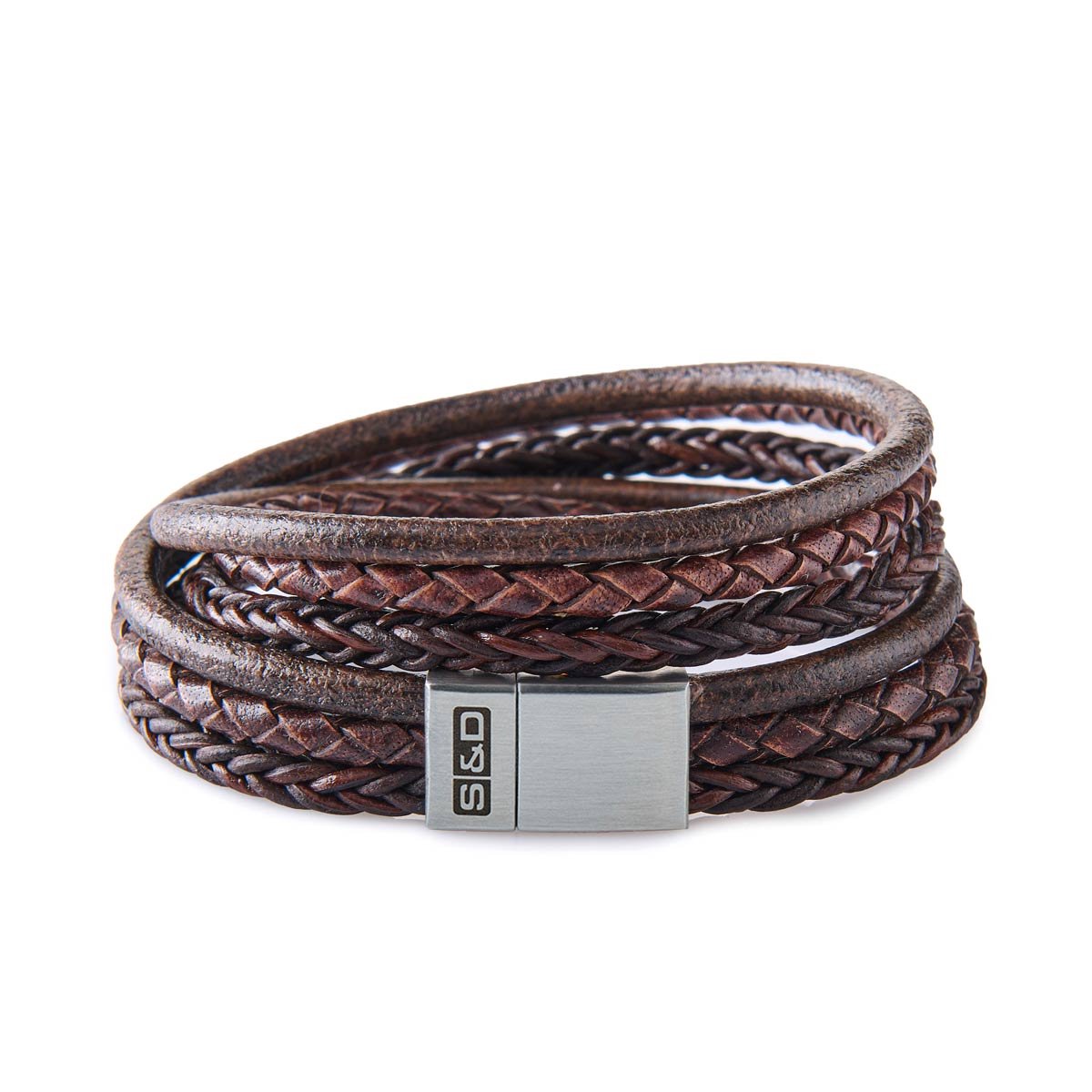 SAID&DONE Leren Wikkelarmband Heren - Fibonacci Mahogany - L (20 cm)
