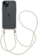 iMoshion Hoesje Met Koord Geschikt voor iPhone 15 - iMoshion Backcover met koord + armband - Parels - transparant
