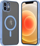 iPhone 14 Pro Transparant MagSafe Magnetische Telefoon Hoesje - Achterkant Doorzichtig case met Camerabescherming - Licht Blauw